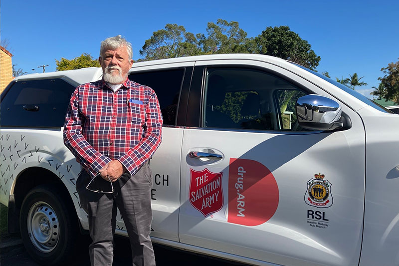 Veteran with Salvation Army car