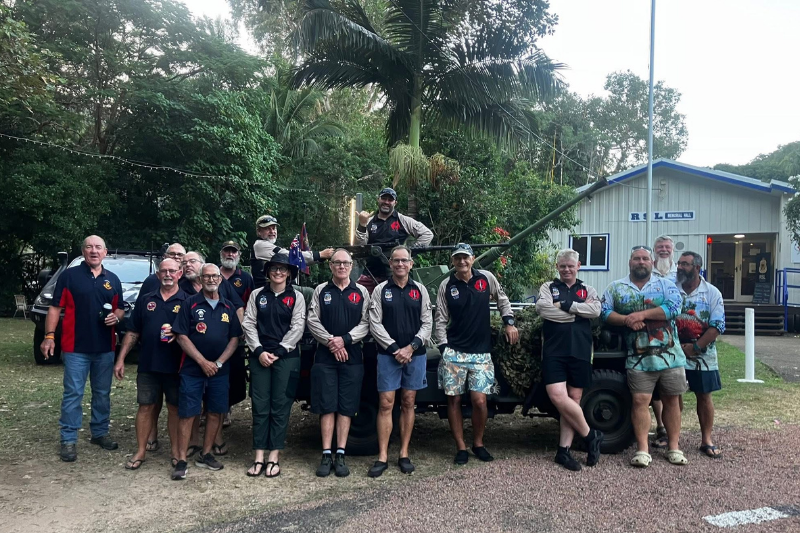 Members of the re-enactment and support crew outside Magnetic Island RSL Sub Branch