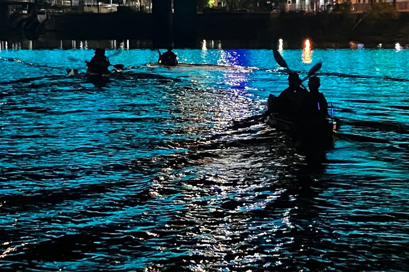 Cleveland Bay Canoes recreating the scorpion bay raid