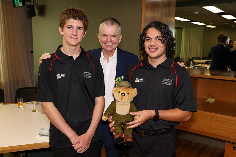 Seth Johnson with Kurt Land and Brigadier Michael Bond CSC