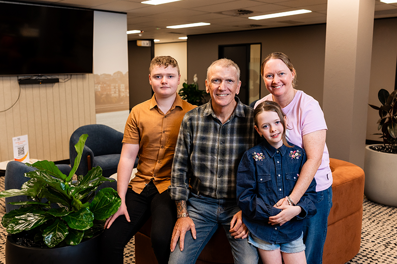 Jamie and Rebecca Flemett with their children Ross and Ivy at the Ipswich Veteran & Family Wellbeing Centre.