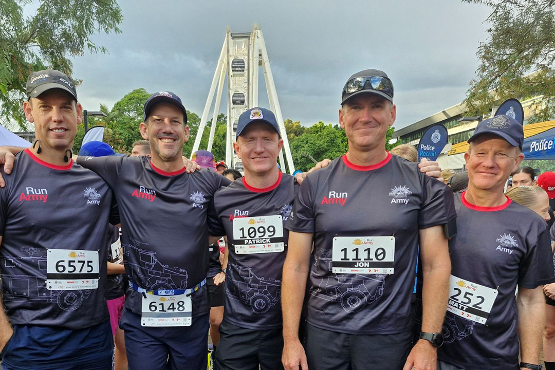 Matt (R) at Run Army with members of the 11th Combat Engineer Squadron, of the 11th Engineer Regiment