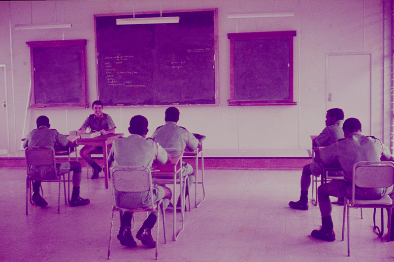 Greg teaching at Moem Barracks, 1970. 