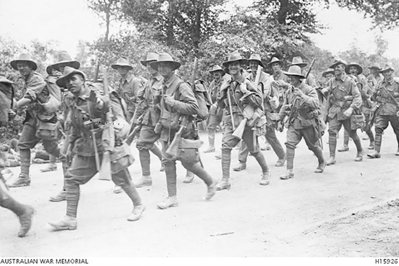 anzacs marching in France during World War II