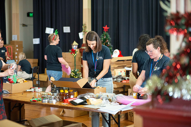Christmas Hamper packing by RSL Queensland staff and volunteers