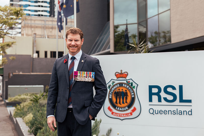 Dan Keighran VC wearing a poppy