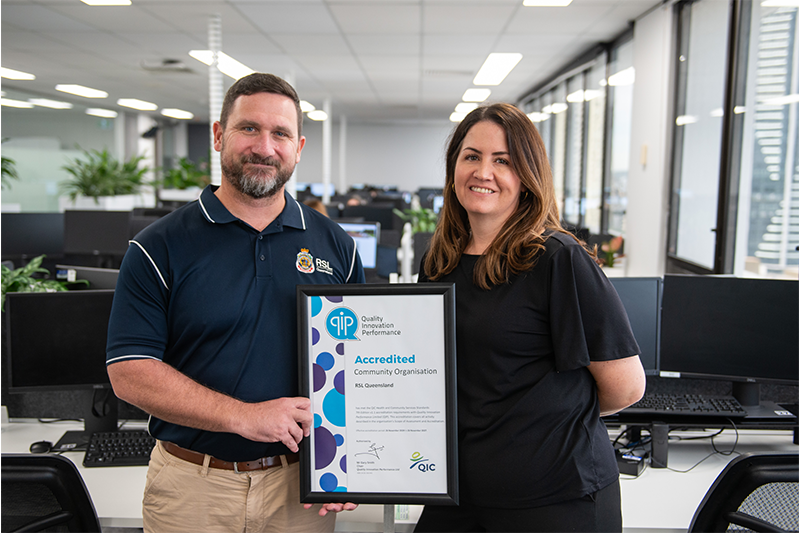 RSL Queensland General Manager – Service Delivery Graeme Alley and RSL Queensland Senior Manager – Quality Services and Operations Kirsten Phillips