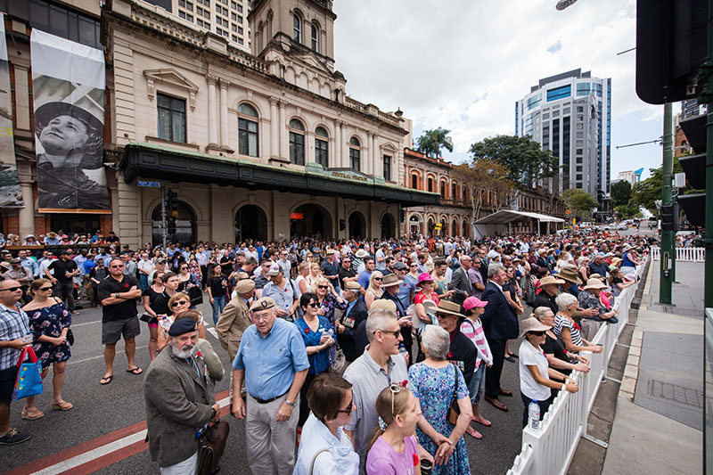 Crowds at Remembrance Day commemoration 