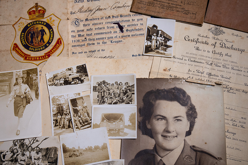 Memorabilia from Audrey Wilson's WWII service