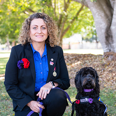 RAAF veteran Natalie Elliott with support dog