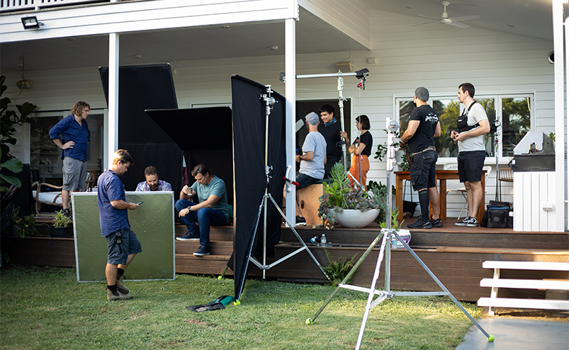 Cast & crew on set for RSL Queensland's services campaign