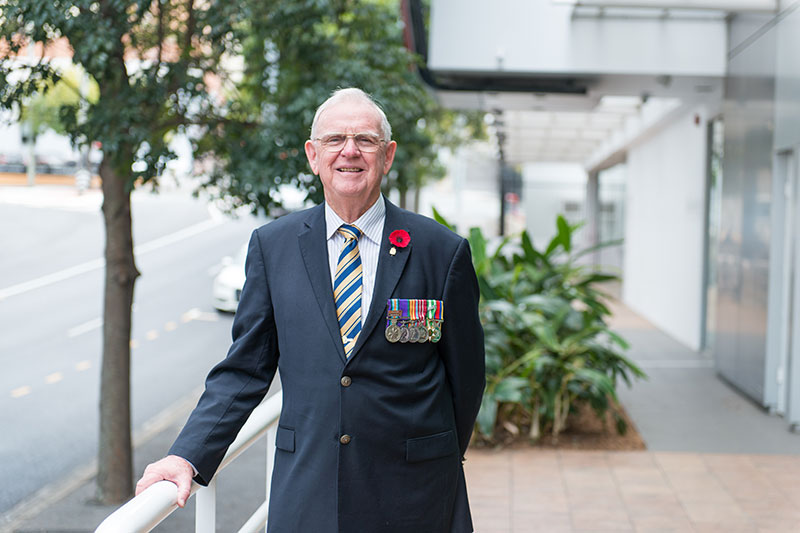 Peter Jones wearing medals RSL Queensland