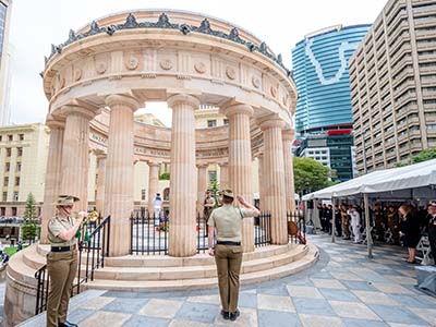 The Last Post is played at the Shrine of Remembrance