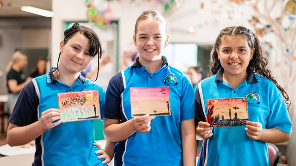 School children with their Postcards of Honour