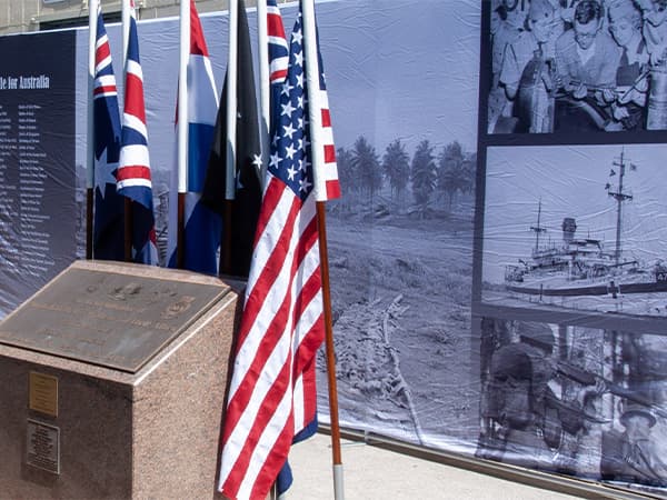 Battle for Australia service with flags 