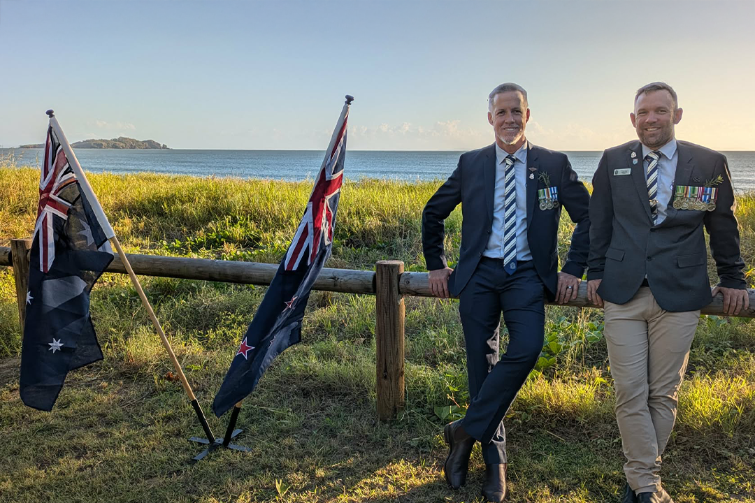 Seaforth RSL Sub Branch President Andrew ‘Coxy’ Cox and Treasurer Peter Morris on ANZAC Day