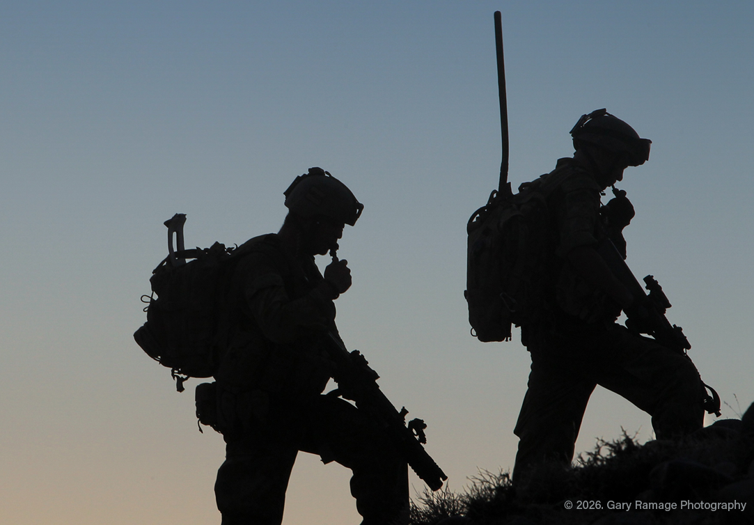 AFGHANISTAN25. 11 October. 25th anniversary of Australian service in Afghanistan. Image: Silhouette of soldiers walking at dusk.