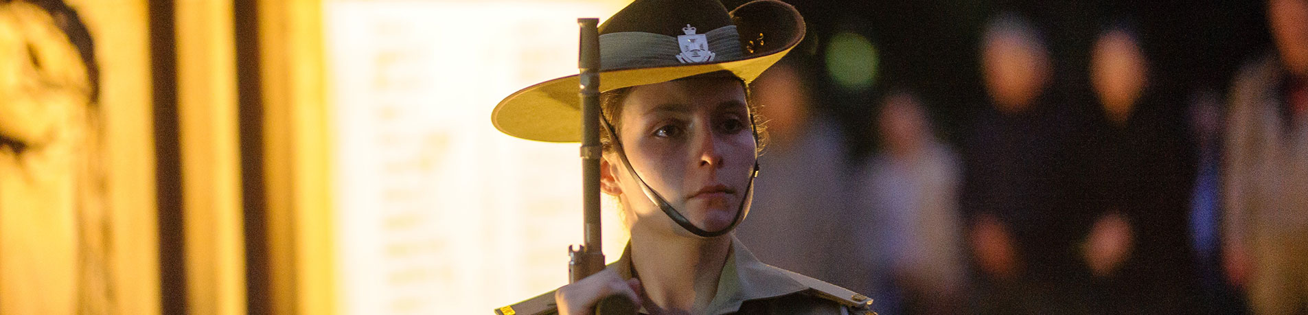 Australian Army soldier standing during an ANZAC Day Dawn Service