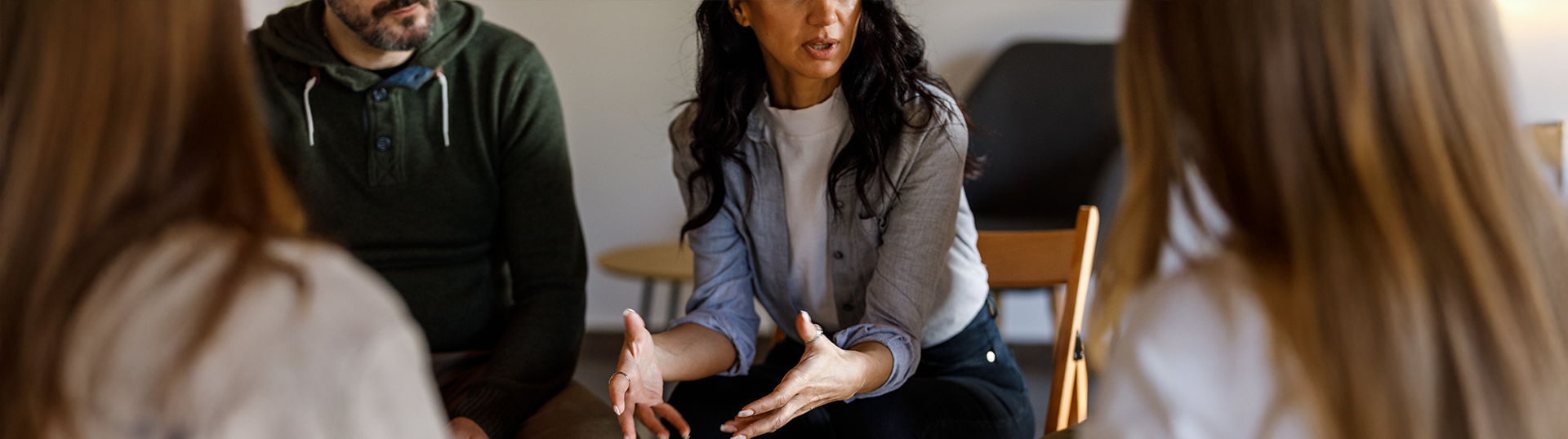 Person speaking with a group
