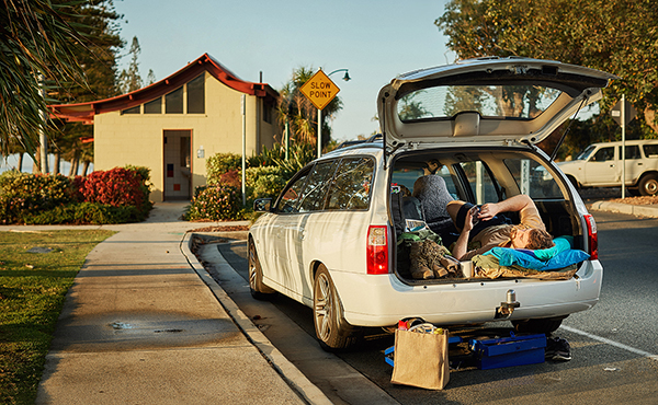 Homeless veteran sleeping in his car