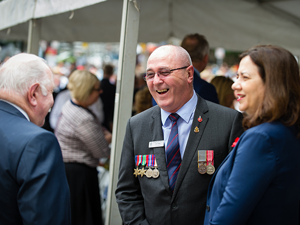 The Premier of Queensland, RSL Queensland State President and RSL Queensland Deputy President at Remembrance Day Ceremony 2018
