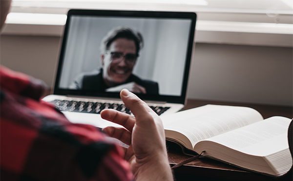 Person on video call