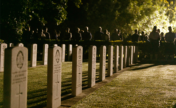A row of service people's gravestones